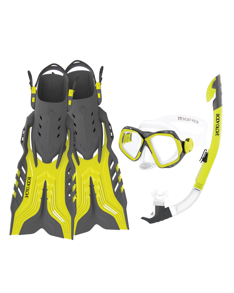 Fiji Mask/Snorkel/Fin Snorkeling Set - Citron/Grey